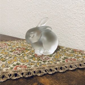 Fenton Bunny Rabbit Vintage Glass Frosted Satin Paperweight 1980s Stamped